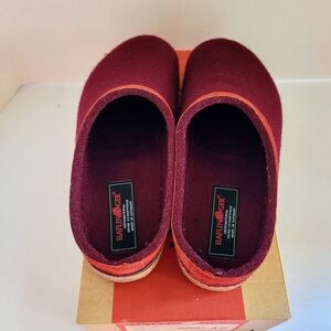 Haflinger Wool Felt Clogs with Leather Trim and Cork Soles